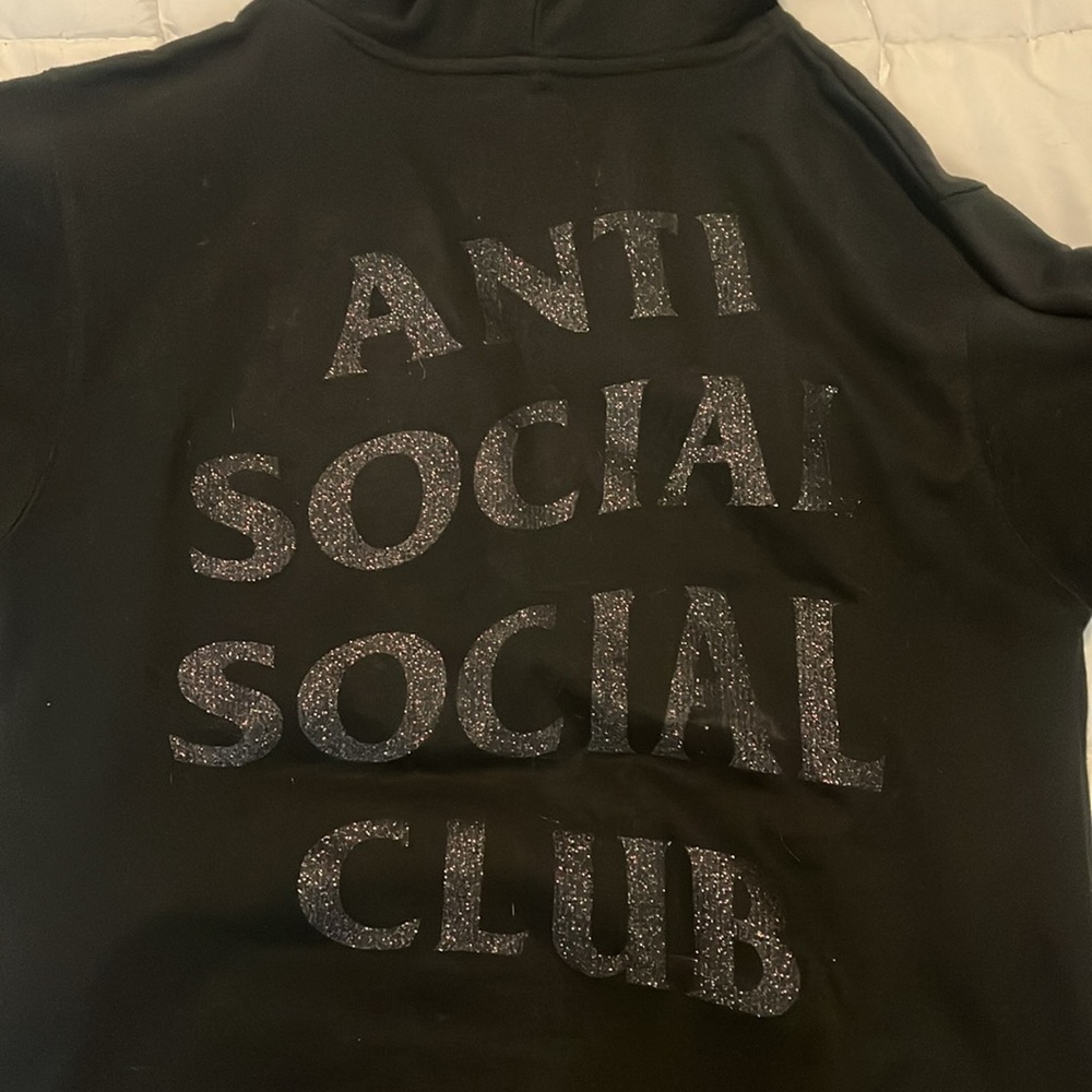 Anti Social Social Club Black Hoodie Gliiter logo